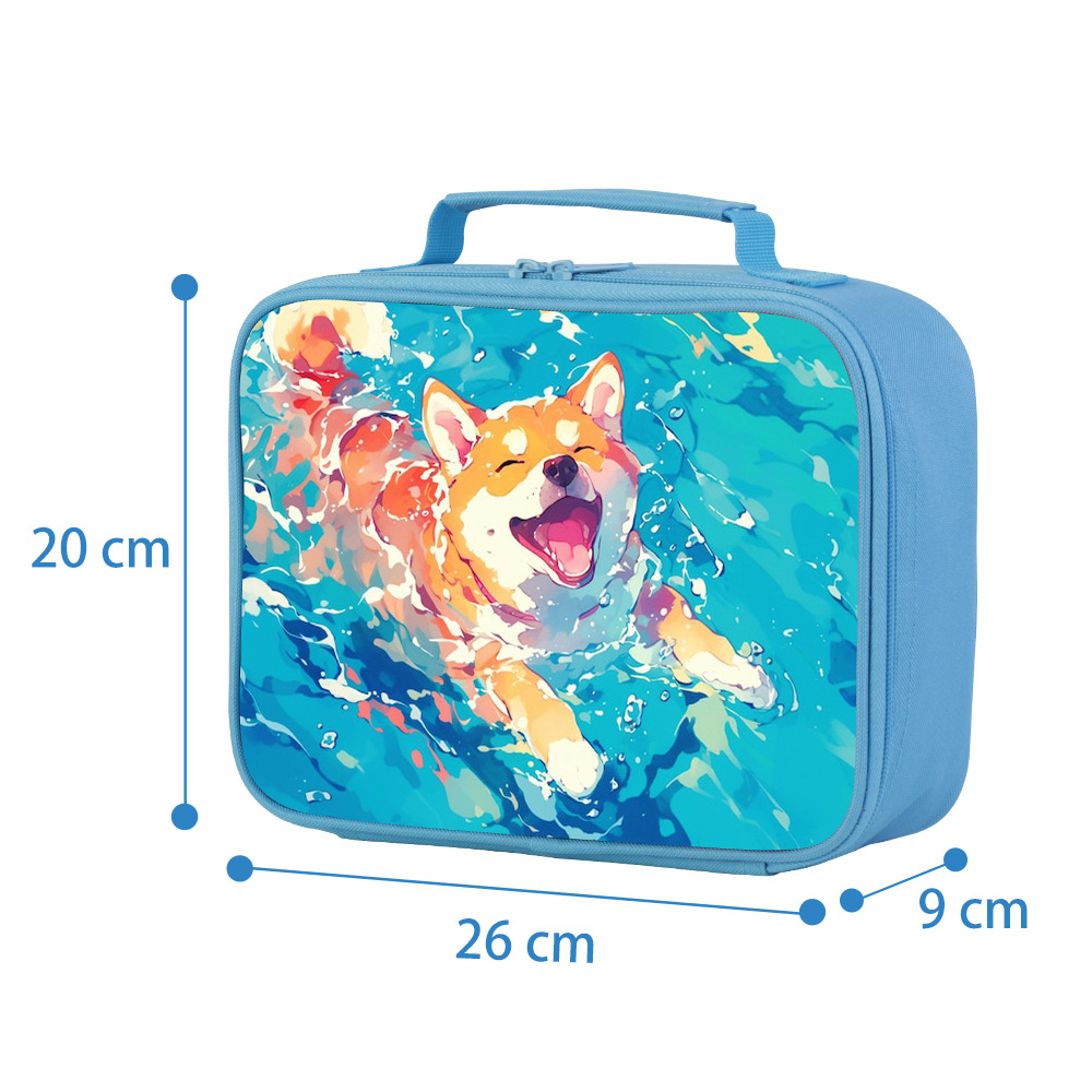 Paquete de almuerzo de estudiantes portátil de dopamina colorido, paquete de almuerzo cuadrado de gran capacidad, paquete de almuerzo de píxeles estrella, mango de juego, paquete de aislamiento térmico