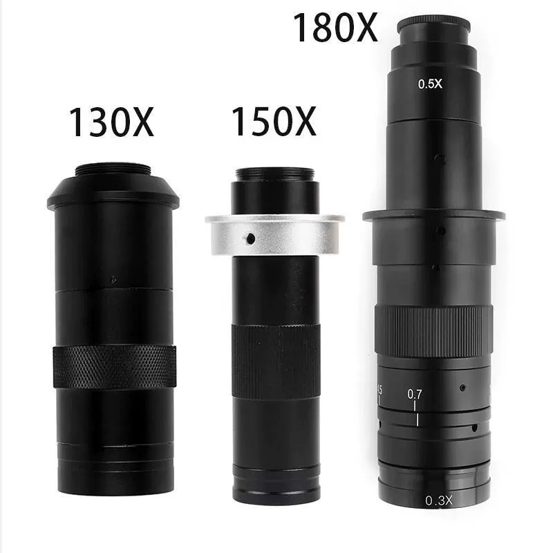 电子显微镜配件130X可调长镜头180X变焦长镜头150X单目显微镜