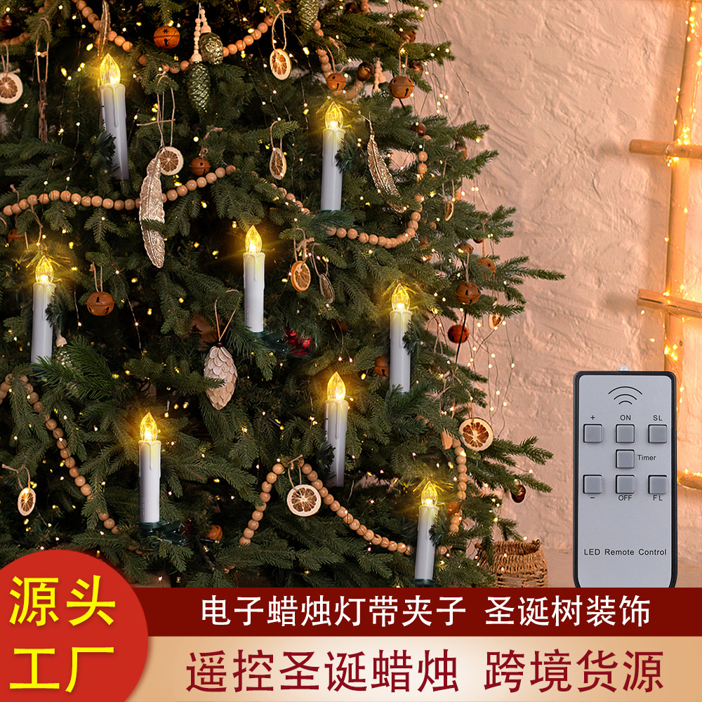 Control remoto electrónico vela lámpara de cristal cabeza Halloween decoración del hogar vela árbol de Navidad clip vela adornos transfronterizos