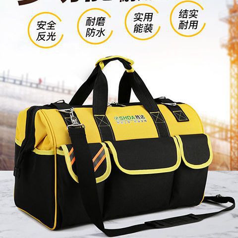 Kit de herramientas eléctricas lienzo multifuncional mantenimiento e instalación de hardware de carpintería gran bolsa de herramientas portátiles de sitio de construcción