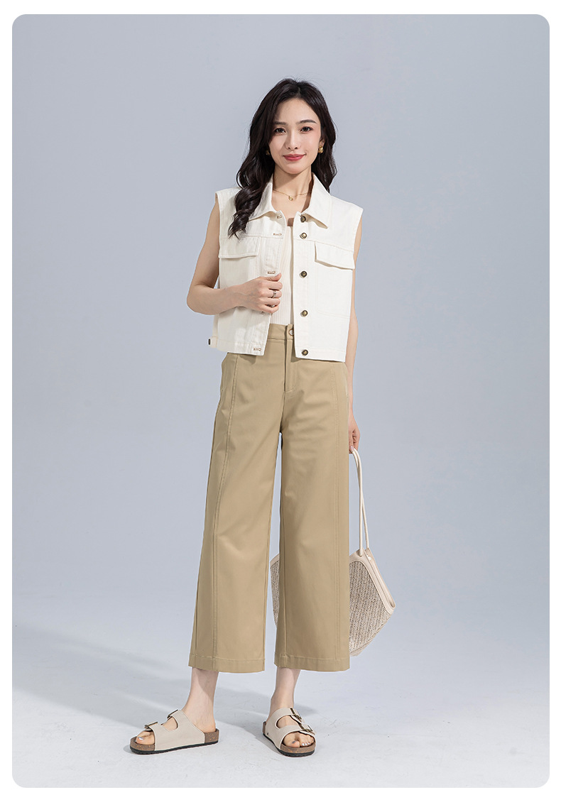 Quần culottes nữ ống rộng cạp cao vải modal co giãn dáng suông dài 9 phần — màu hồng chi tiết 32