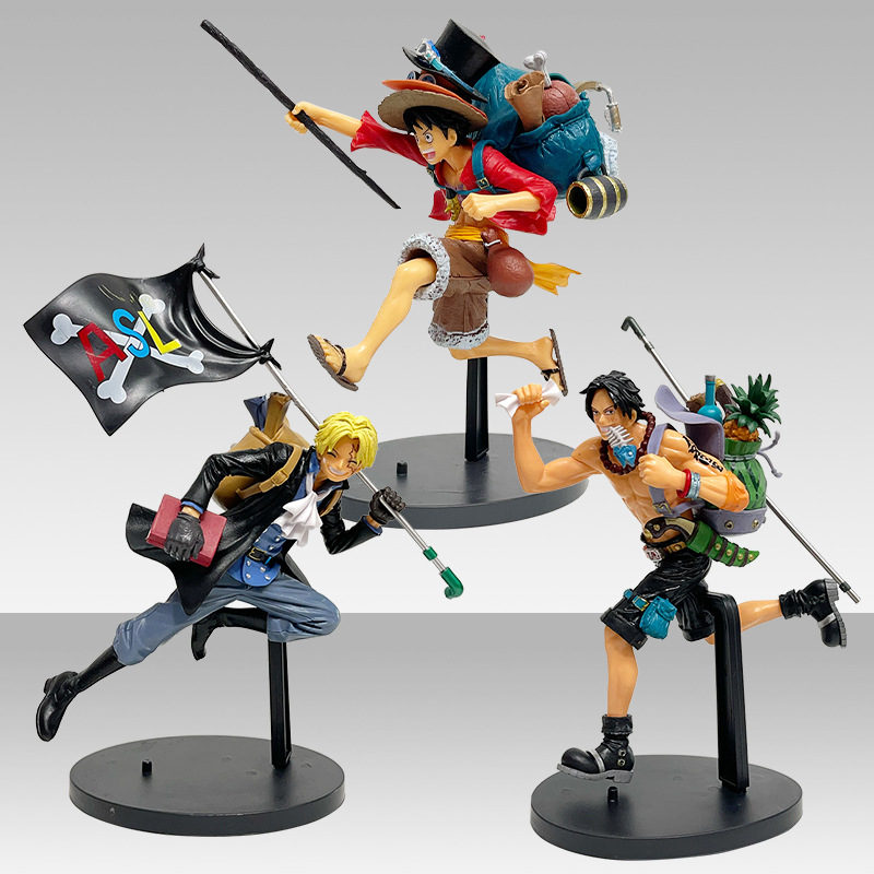 海贼王手办摆件 奔跑路飞艾斯萨博背包三兄弟 动漫手办批发模型