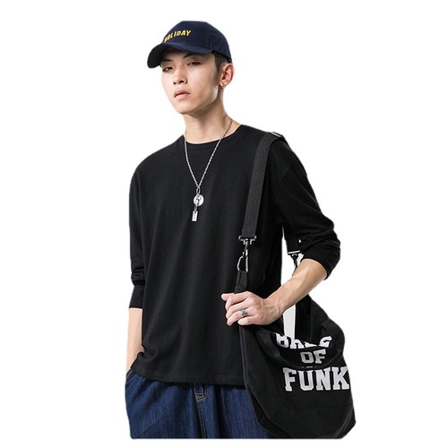 Combed Cotton 190g Plain Color Crew Neck Long Sleeve T-shirt for Men and Women, Same Style Long Sleeve Top, Base Layer Shirt, Advertising Shirt