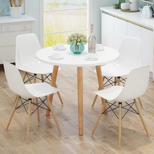 北欧餐桌椅圆形组合现代简约吃饭桌子家用实木腿桌小户型轻奢饭桌
