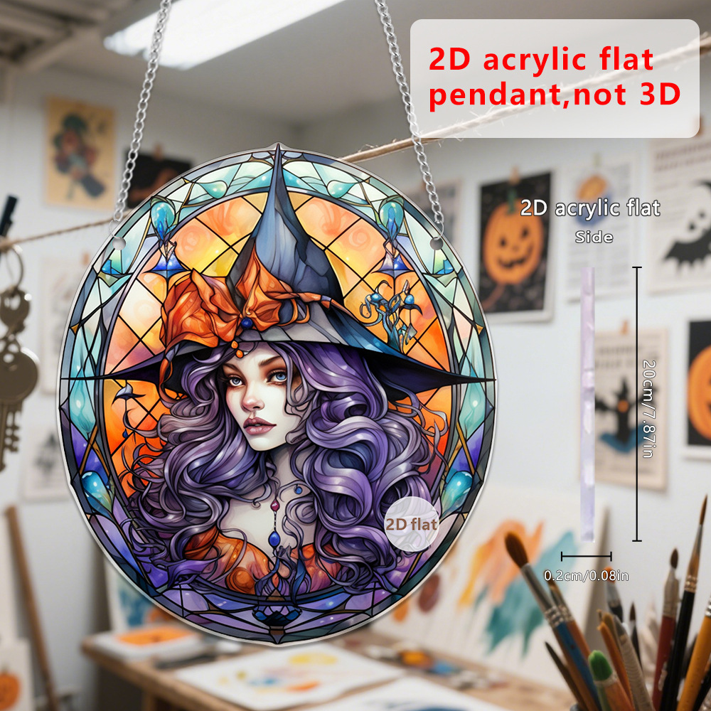 Decoración de Halloween transfronteriza cabeza de calabaza malvada 2D acrílico disco colgante ventanas de color porche colgante