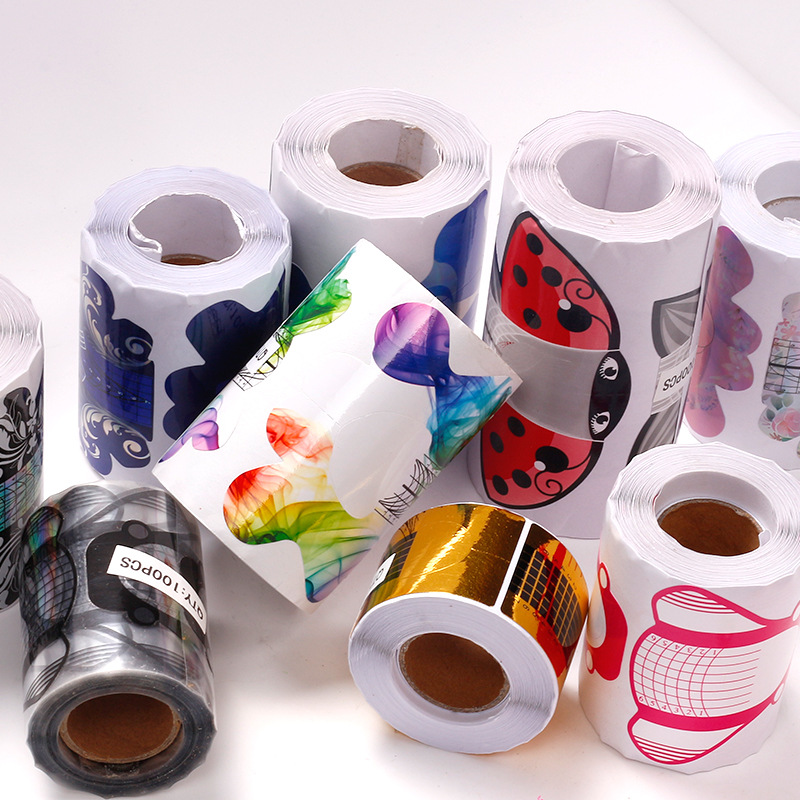 Soporte de papel de uñas de herradura extensión de fototerapia de cristal herramienta de uñas arte de uñas mariposa mosca titular de dedo rectangular 100 unids/rollo