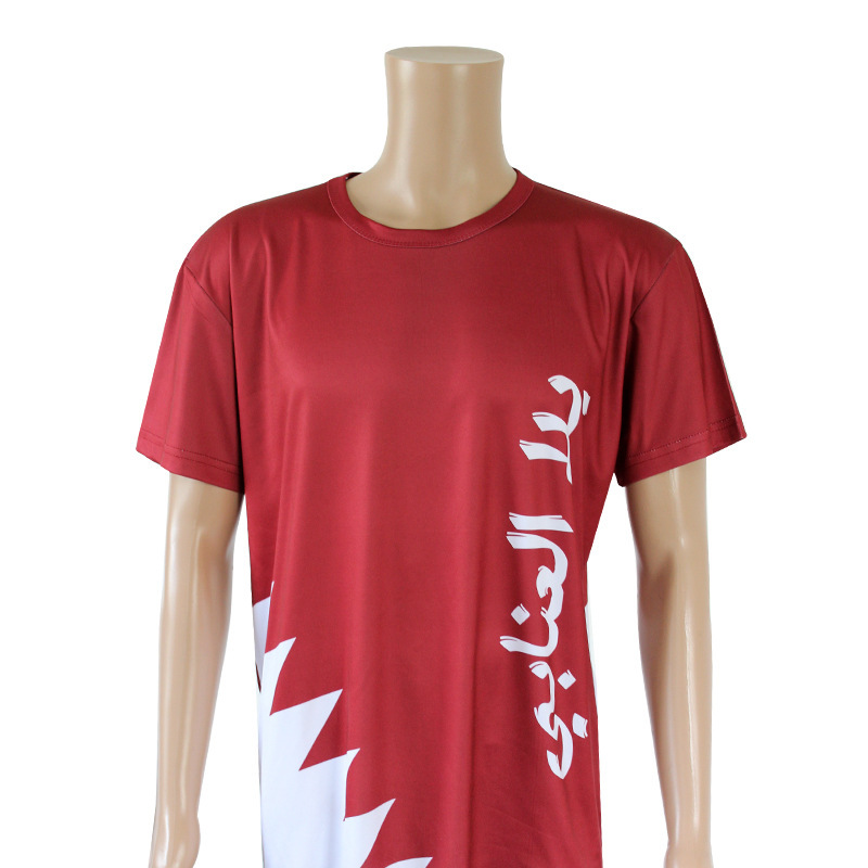 [2022 manufacturer's new] Qatar World Cup custom polyester full version sublimation round neck T-shirt