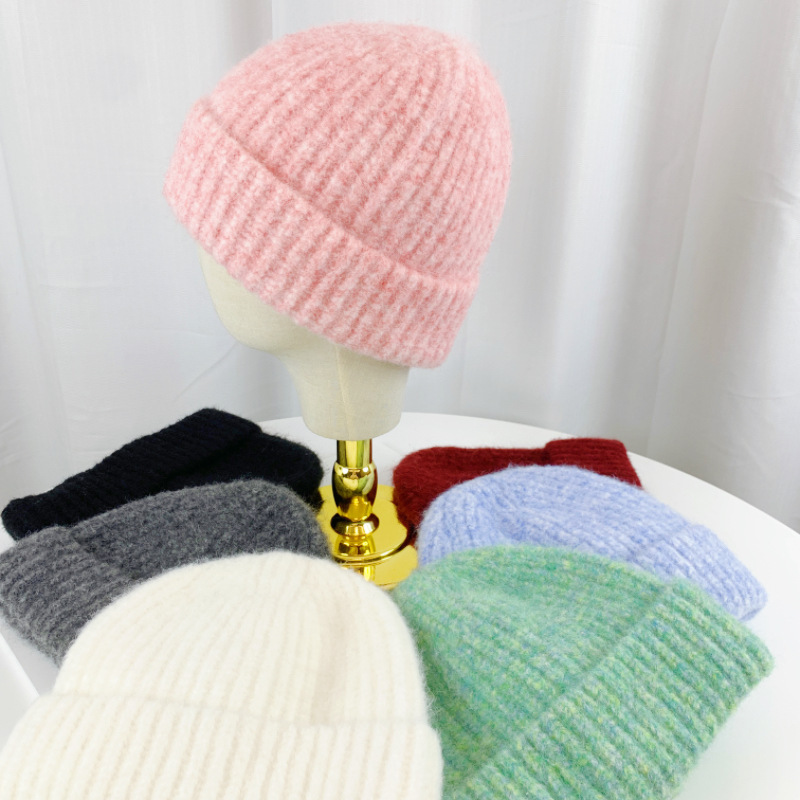 Berretto invernale da donna in maglia a tinta unita versatile_voghion.com