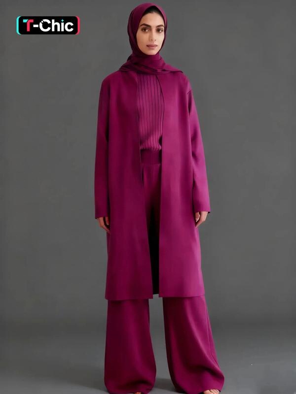 Modest Fashion Simple Knitted Turtle Neck Tank Top and Wide