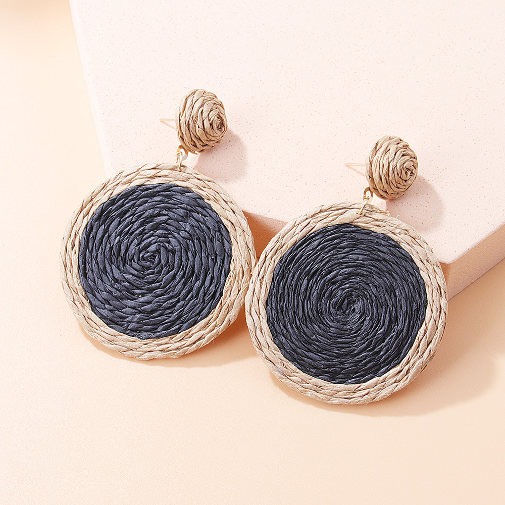 1 Pair Retro Lady Geometric Raffia Drop Earrings display picture 10