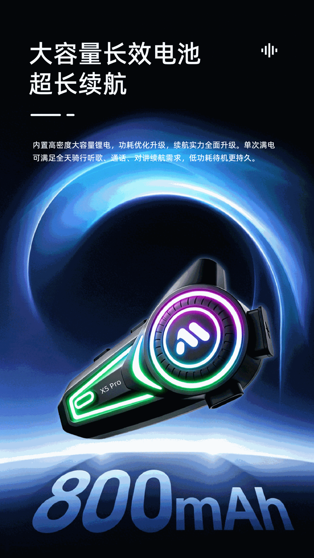 X5 Pro Motorcycle Helmet Bluetooth Headset Waterproof Noise Reduction Long Battery Life Cross-Brand Intercom Riding Headset
