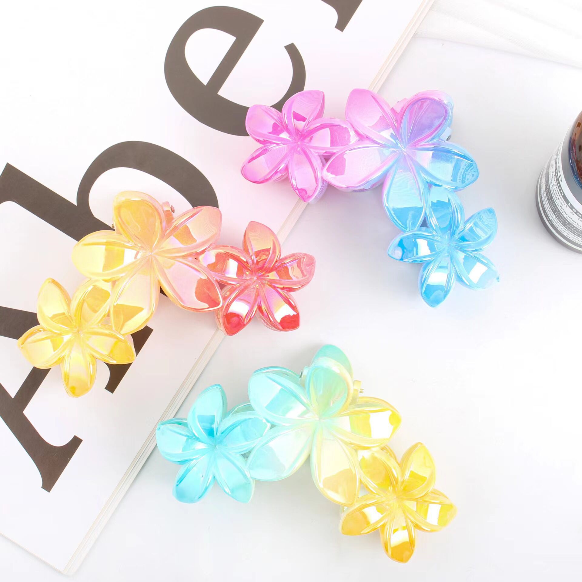Horquilla de flor de frangipani de color transfronterizo europeo y americano