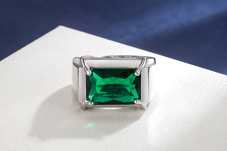 square emerald open ring fashion fourclaw blue diamond ring fashion jewelrypicture3
