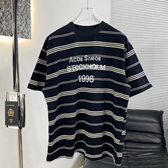 AC 新しい T シャツ 1996 ストライプコントラストレタープリント男性と女性の同じスタイルルーズカジュアル半袖 Acos Sneos