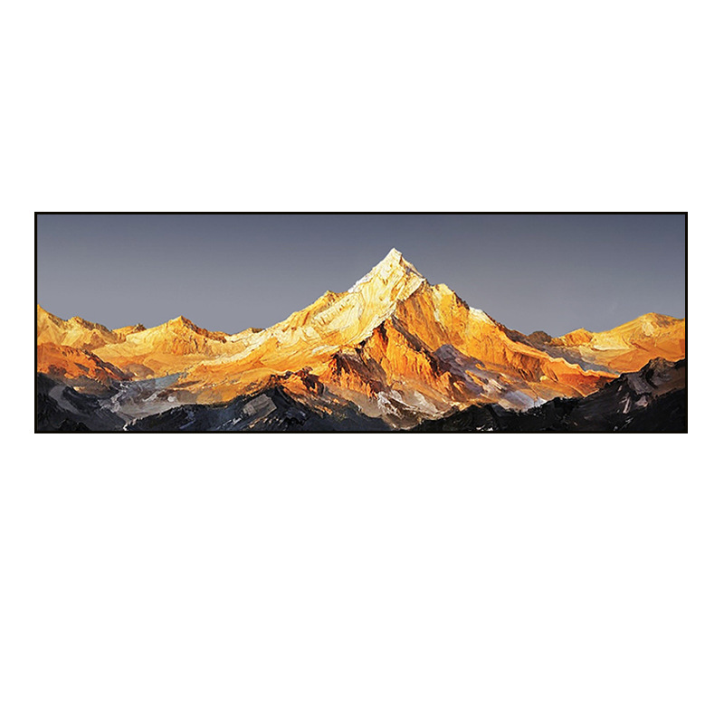 《背靠金山》手绘油画轻奢客厅装饰画沙发背景墙肌理画办公室挂画|undefined