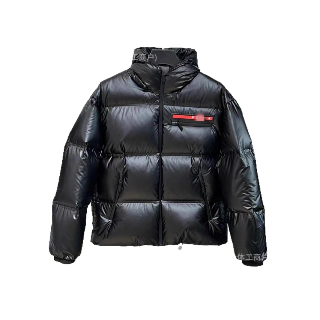 PD Pujia estación europea pareja de invierno con bolsillo de etiqueta roja chaqueta de plumón chaqueta de moda para hombres y mujeres