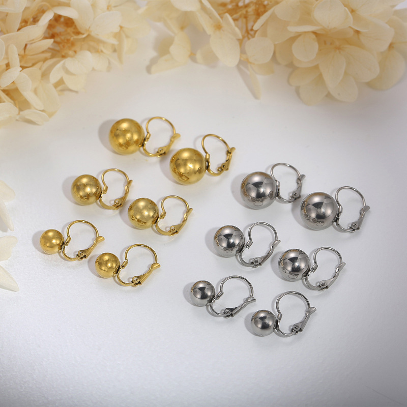 Geometric Pattern PVD Coated 18K Gold Plated Geometric Titanium Steel Fashion Waterproof Non Tarnish Earrings