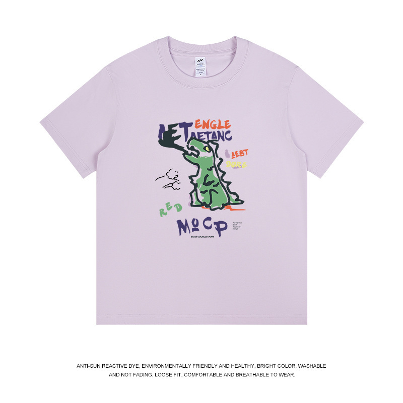 メンズ夏の新作落書き風恐竜プリントTシャツ、レディース個性的デザイン半袖カジュアルインナーTシャツ、メンズ|undefined