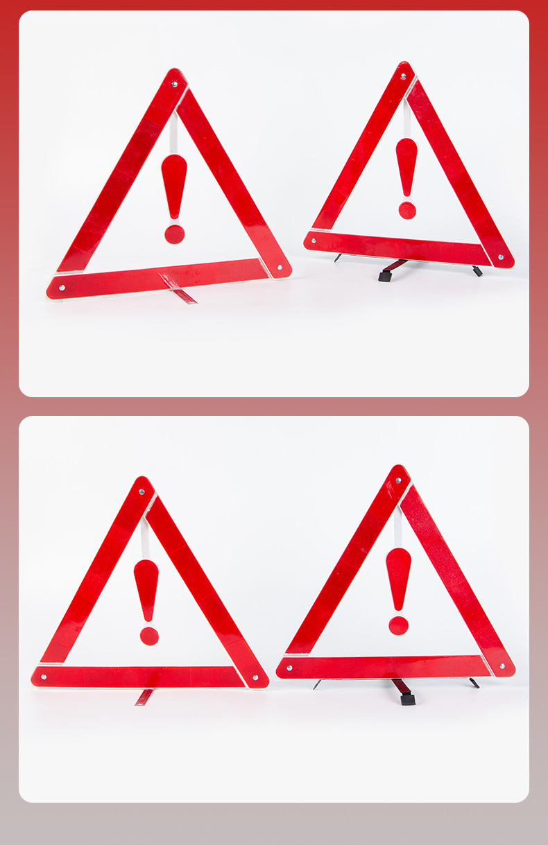 Wholesale car warning triangle sign, foldable triangular stand, parking warning stand, national standard car parking sign