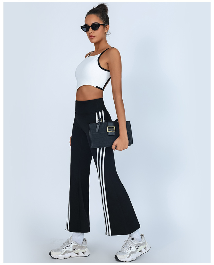 Yoga transfronterizo de comercio exterior, hermosa espalda con almohadilla para el pecho, chaleco deportivo y fitness, pantalón acampanado de secado rápido a juego de color de cintura alta, traje de dos piezas