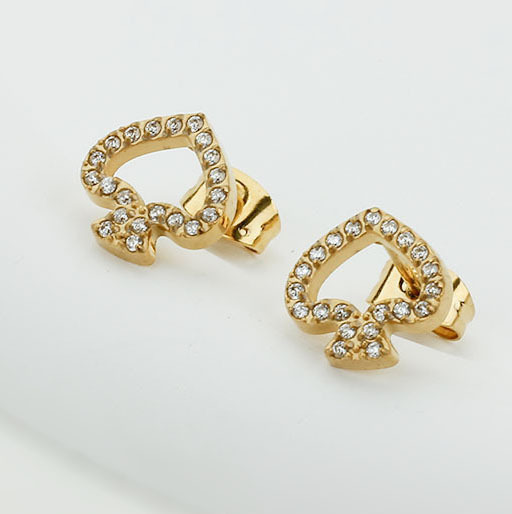 1 Pair IG Style Sweet Heart Shape Hollow Out Inlay Titanium Steel Zircon Ear Studs display picture 9