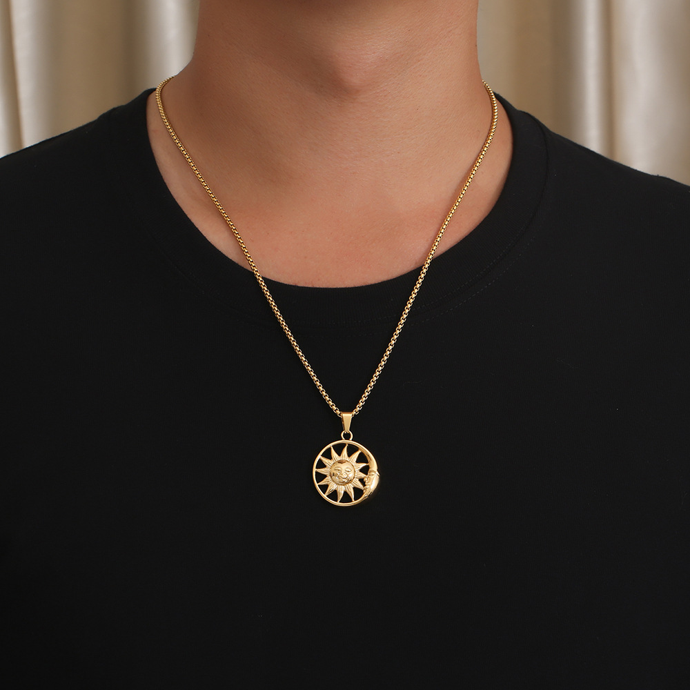 Retro Sun Titanium Steel Plating Pendant Necklace 1 Piece