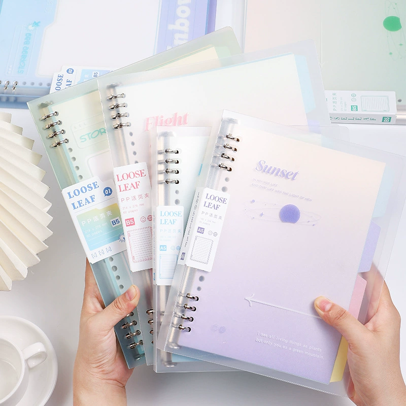 Removable Loose-Leaf Notebook, A5/B5 Manjushahua, PP Cover, Spiral Ring, Elementary Students