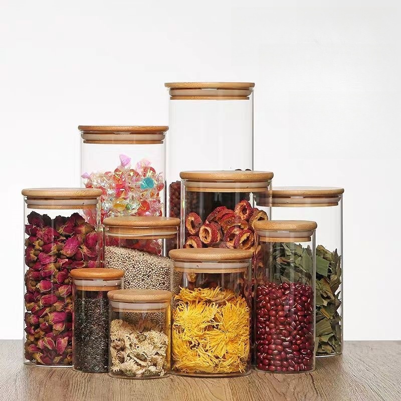 Tarro de almacenamiento de vidrio de borosilicato alto, tarro para granos, aperitivos y té, tarro sellado para dulces y granos de café, tarro de almacenamiento para granos de café.