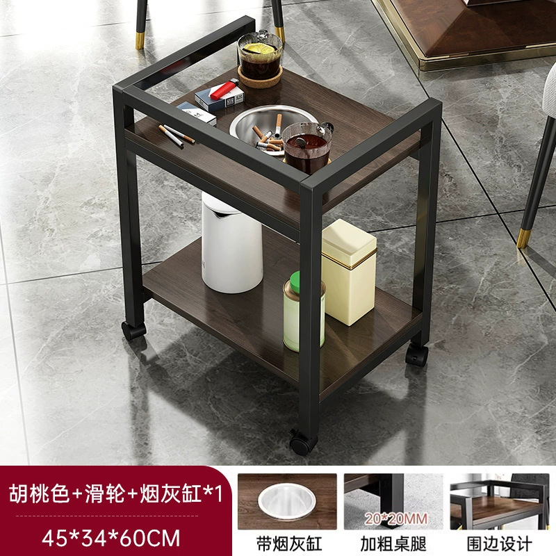 Mesa de mahjong, tabla de té, estante de té de doble capa, estante de almacenamiento especial para sala de ajedrez y tarjetas, mesa de té móvil