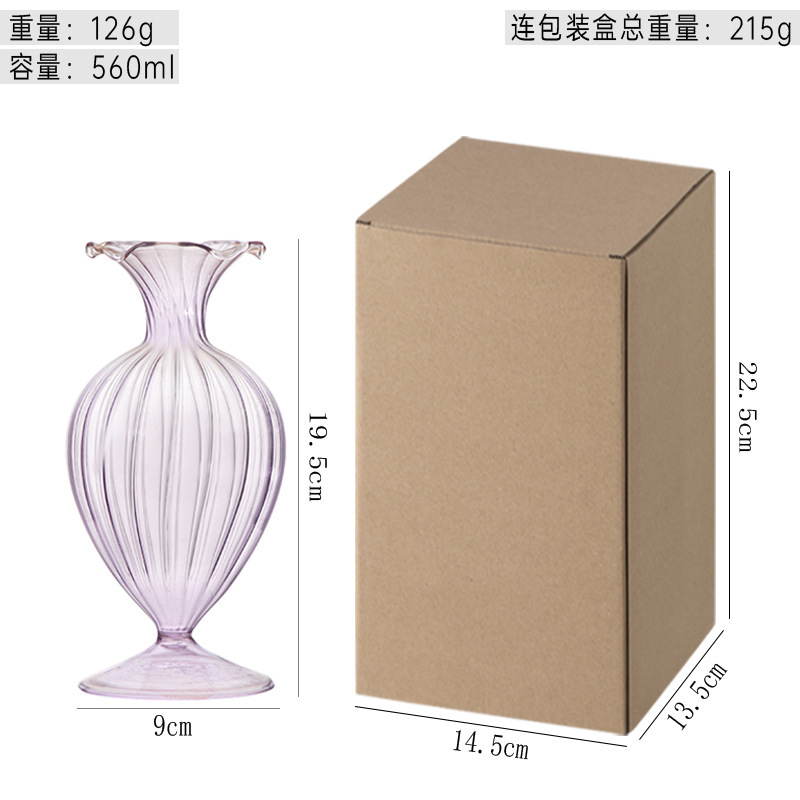 Vintage francés en relieve jarrón de vidrio hidropónico transparente arreglos de flores sala de estar decoración de mesa ornamentos artesanías