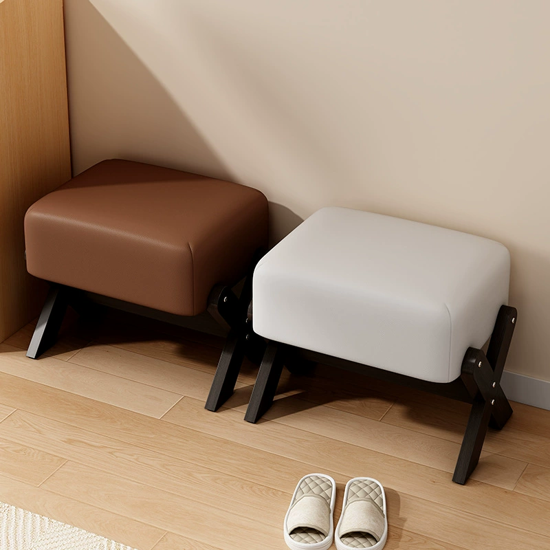 Маленький табурет из цельного дерева, табурет для переобувания, журнальный столик, мягкий диван-табурет, бытовой низкий табурет, креативный деревянный квадратный табурет, легкая роскошная маленькая скамейка