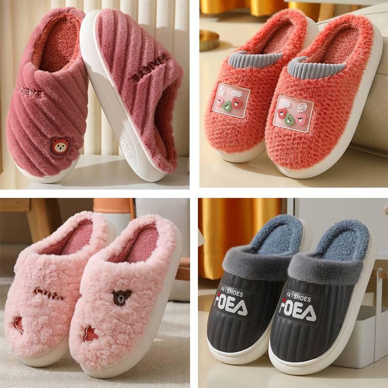 Zapatillas de algodón para el hogar para hombres más tamaño fondo grueso sala de invierno terciopelo cálido Zapatillas de algodón de alta gama zapatillas de invierno hombres