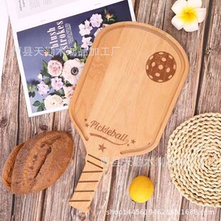 Wooden Pickleball Racket Tray Dinner Plate Household Wooden Cheese Steak Board Pickleball Racket Creative Plate