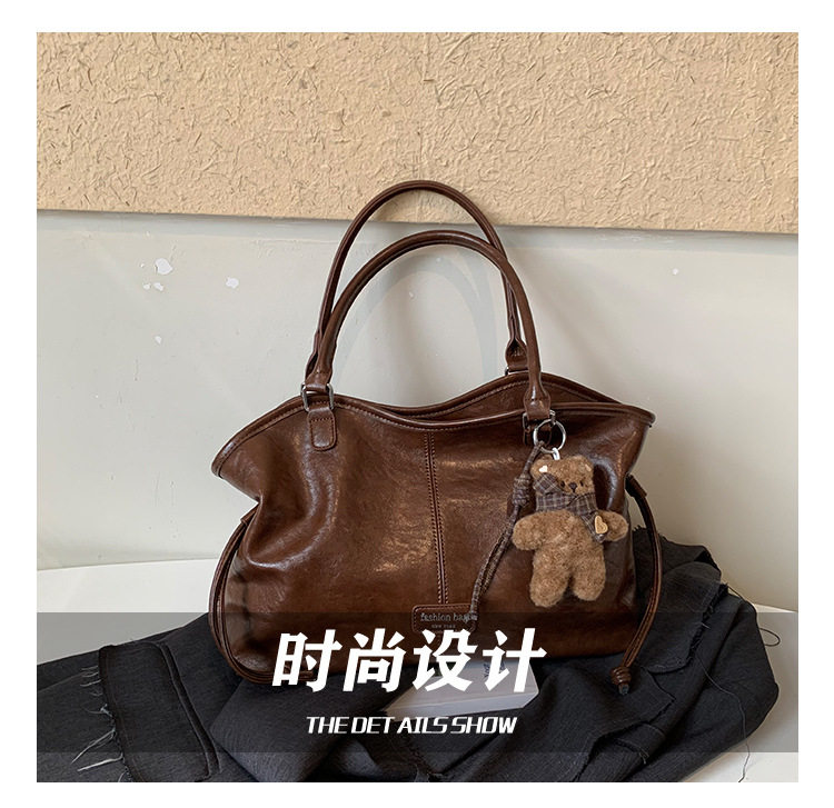 Túi tote nữ da PU , túi xách tay đi làm đựng đồ dung lượng lớn — Gạo trắng không có mặt dây chuyền, Màu cà phê Không có mặt dây chuyền, Màu nâu không có mặt dây chuyền, Đen không có mặt dây chuyền chi tiết 3