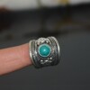 Turquoise copper ring with stone suitable for men and women handmade