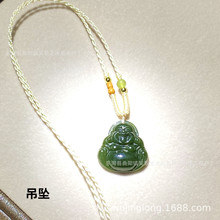 天然 和田玉碧玉雕刻件 小佛款 吊坠项链 项坠