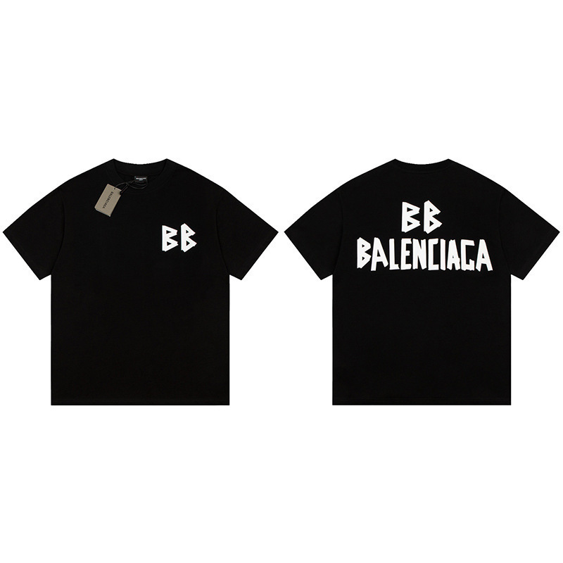Summer multi-style letter print short-sleeve T-shirts for men and women, casual basic black and white versatile tops for couples Summer multi-style letter print short-sleeve T-shirts for men and women, casual basic black and white versatile tops for couples