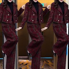 单/套装小香风职业套女秋冬新款小西装时尚韩版气质休闲两件套装