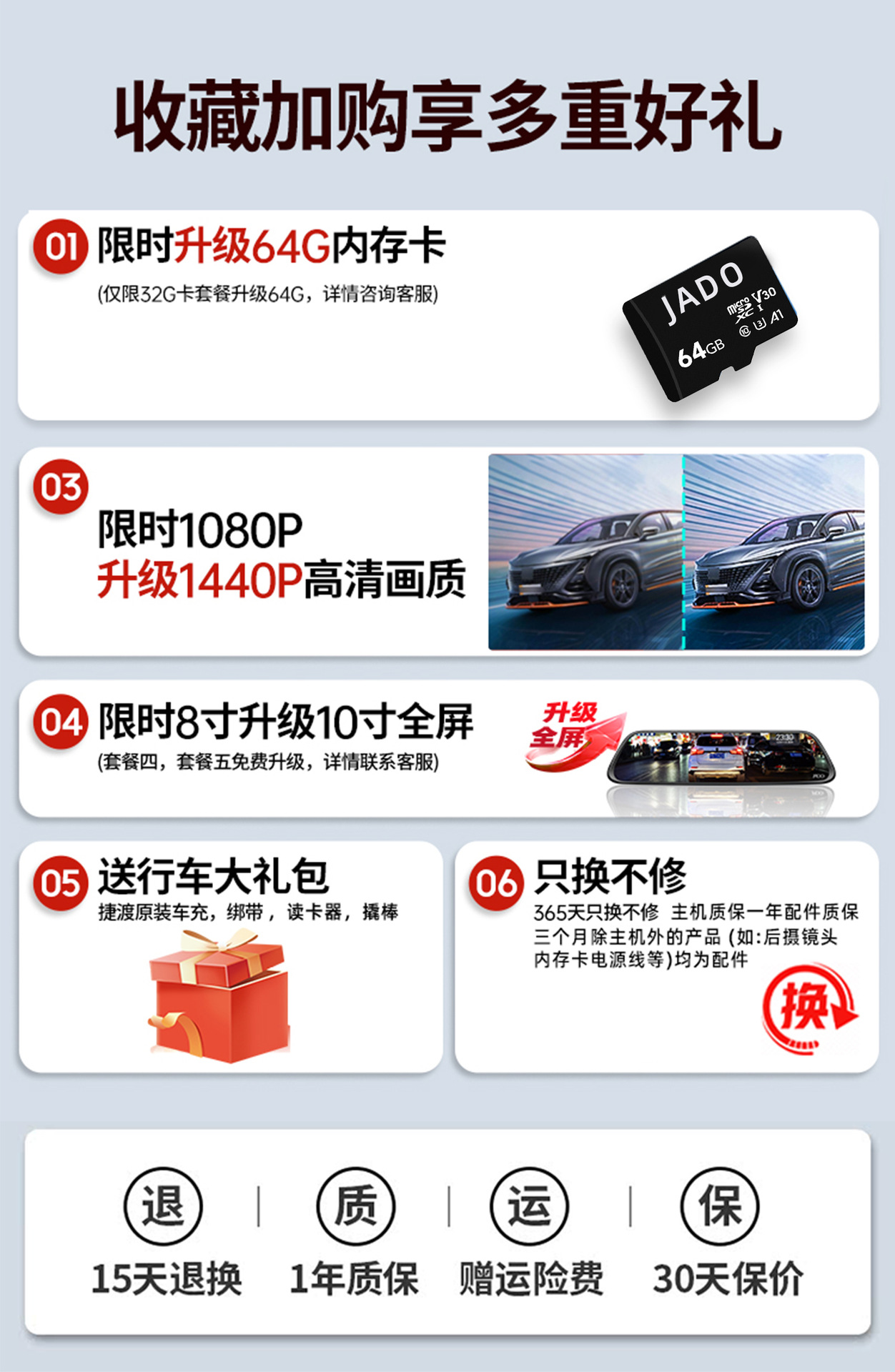 Suitable for Jiedu Rearview Mirror Driving Recorder 2025 New Panoramic 360 Front and Rear Dual Camera Ultra High Definition Reversing