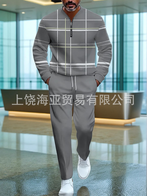 2025跨境亚马逊独立站新款男士时尚3d印花长袖长裤运动休闲两件套|undefined