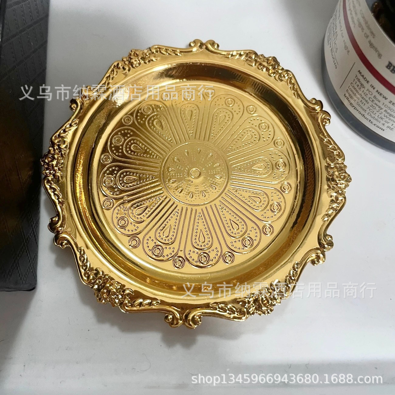 Bandeja de estilo europeo de alta gama, bandeja de frutas, artículos para el hogar del hotel, bandeja de frutas KTV, candelabro de aleación de plata, bandeja de pastel al por mayor