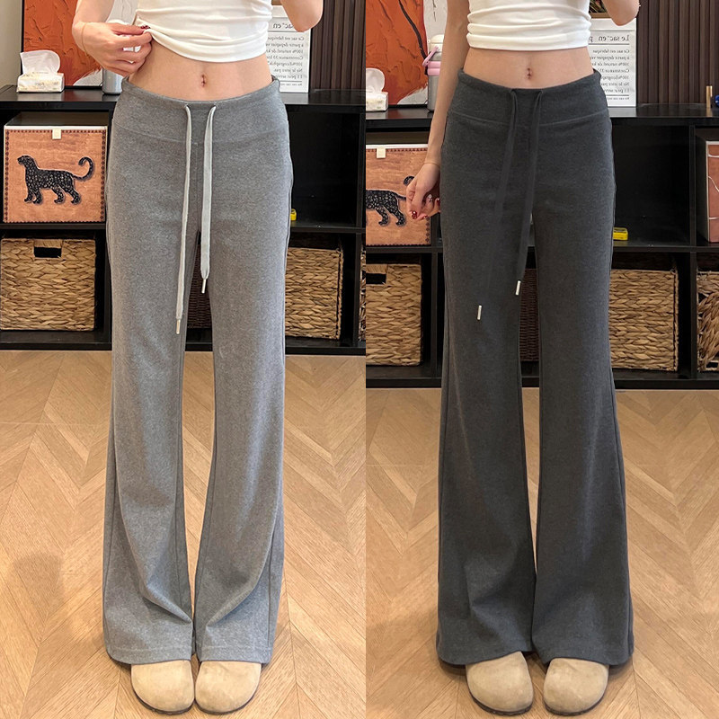 Gray Lulu Micro-Flare Pants for Women, Spring and Summer High-Waisted Slim-Fit Skinny Casual Yoga Sports Drapey Sweatpants