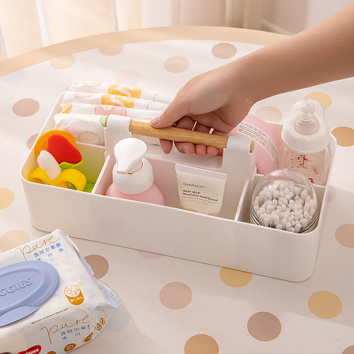 Hand-held convenient baby diaper bottle storage box household multi-compartment baby care toiletries storage box