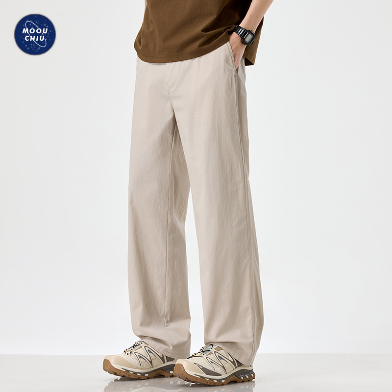Muqiu Men's Wear | 2026 Spring/Summer New Elastic Solid Color Casual Pants Men's Loose Straight Commuter Versatile Long Pants