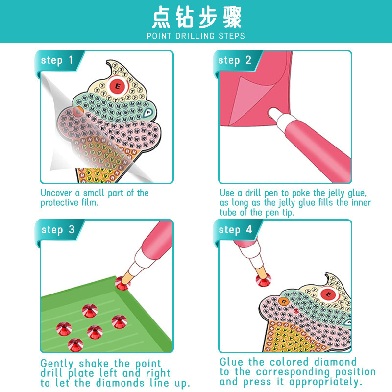 Nuevo 5d brillante diamante DIY hecho a mano diamante puntero diamante pintura llavero sirena unicornio helado juguete al por mayor