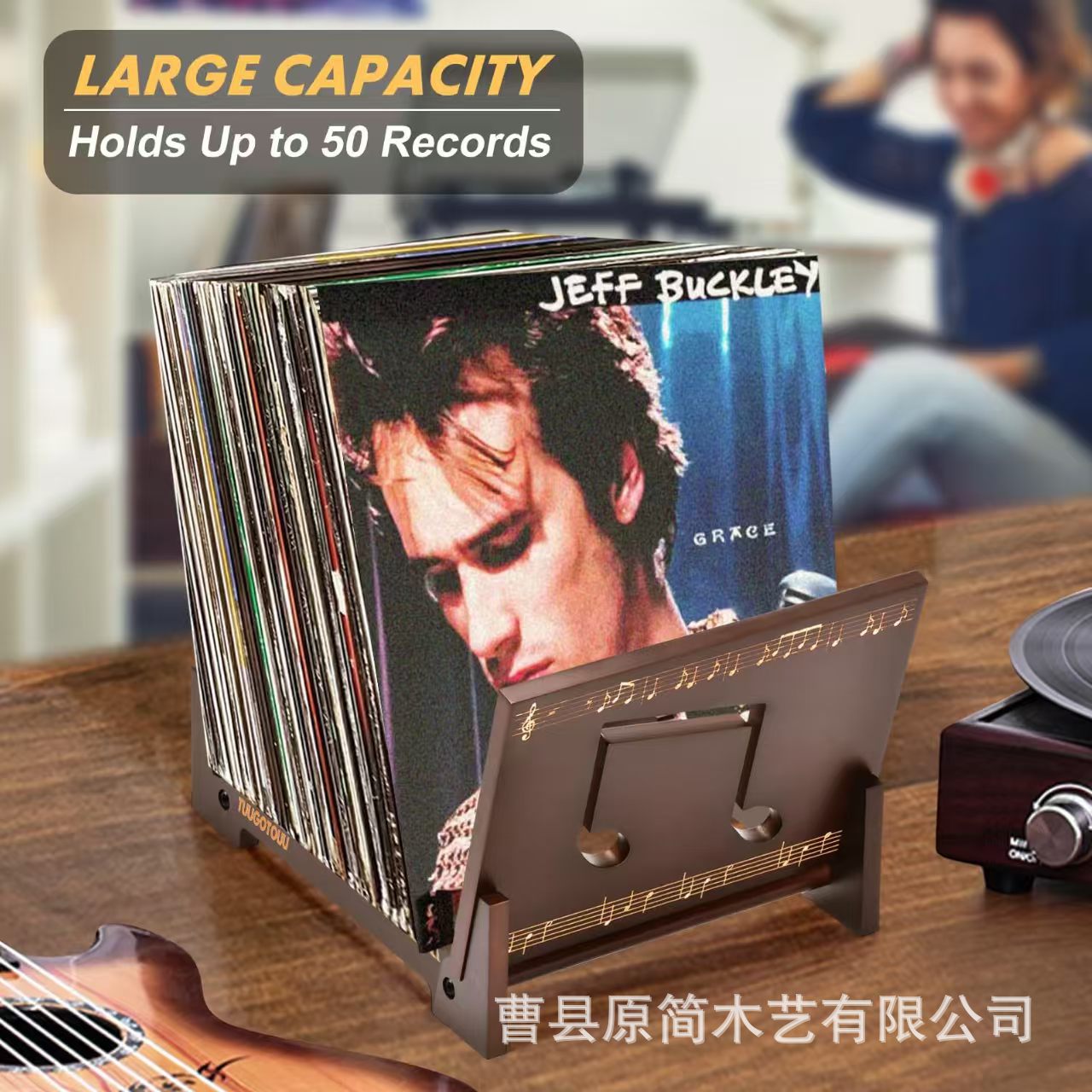 Wooden Record Rack Vintage Magazine Storage Rack Book Stand Desktop Album Vinyl Record Clip Photo Album Solid Wood Display Rack