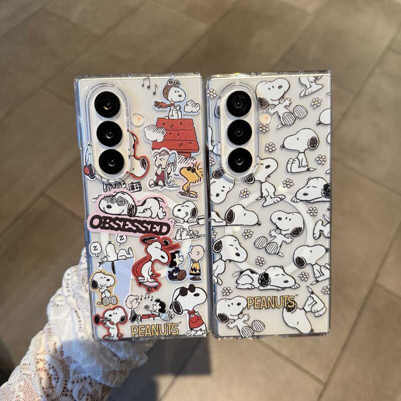 Full Screen Snoopy Suitable for Samsung Zfold7 Mobile Phone Case Foldableing Screen Zfold6 Protective Cover Transparent 5 Magnetic Suction 4 Hard