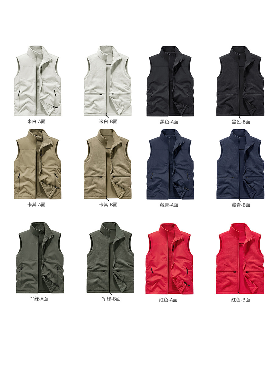 Fotografía al aire libre chaleco de pesca de pelusa transfronterizo doble cara con hombro de hombro de bolsillo chaleco de invierno personalizado hombre