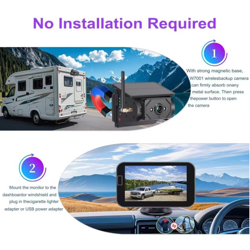 Solar-Powered 7inch Desktop Display Wireless Car-Mounted Hd Infrared Night Vision Truck Reversing Camera