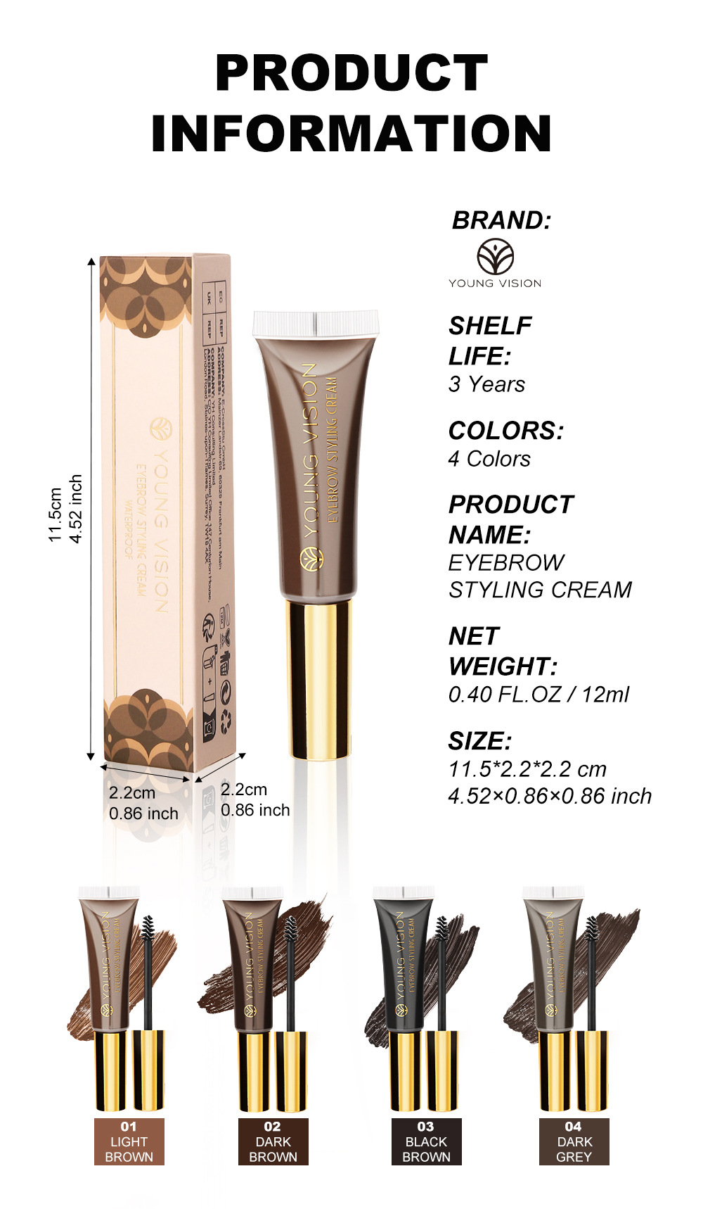YOUNG VISION Eyebrow Dye is a three-dimensional shaping eyebrow gel that is wild and natural, and is not easy to smudge undefined